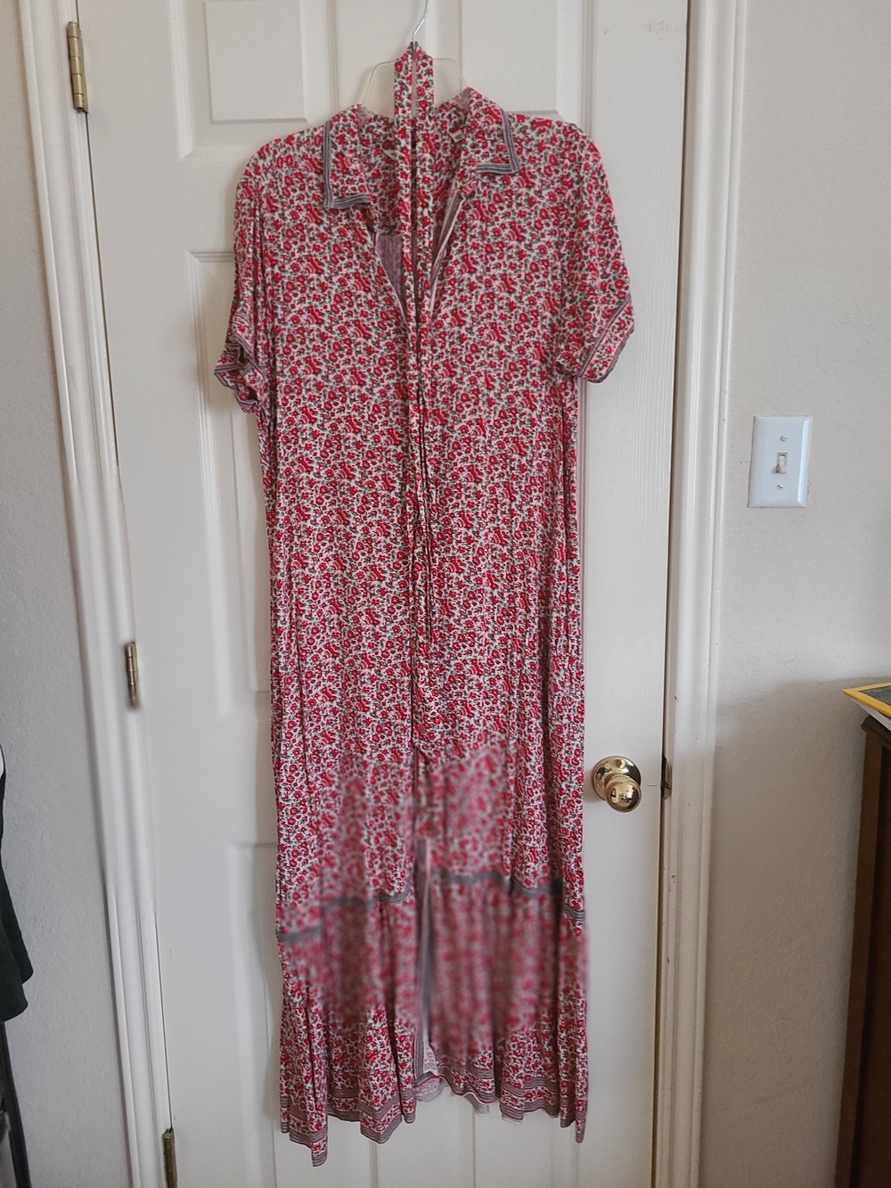 Max Studio Red Floral Button-Front Maxi Dress